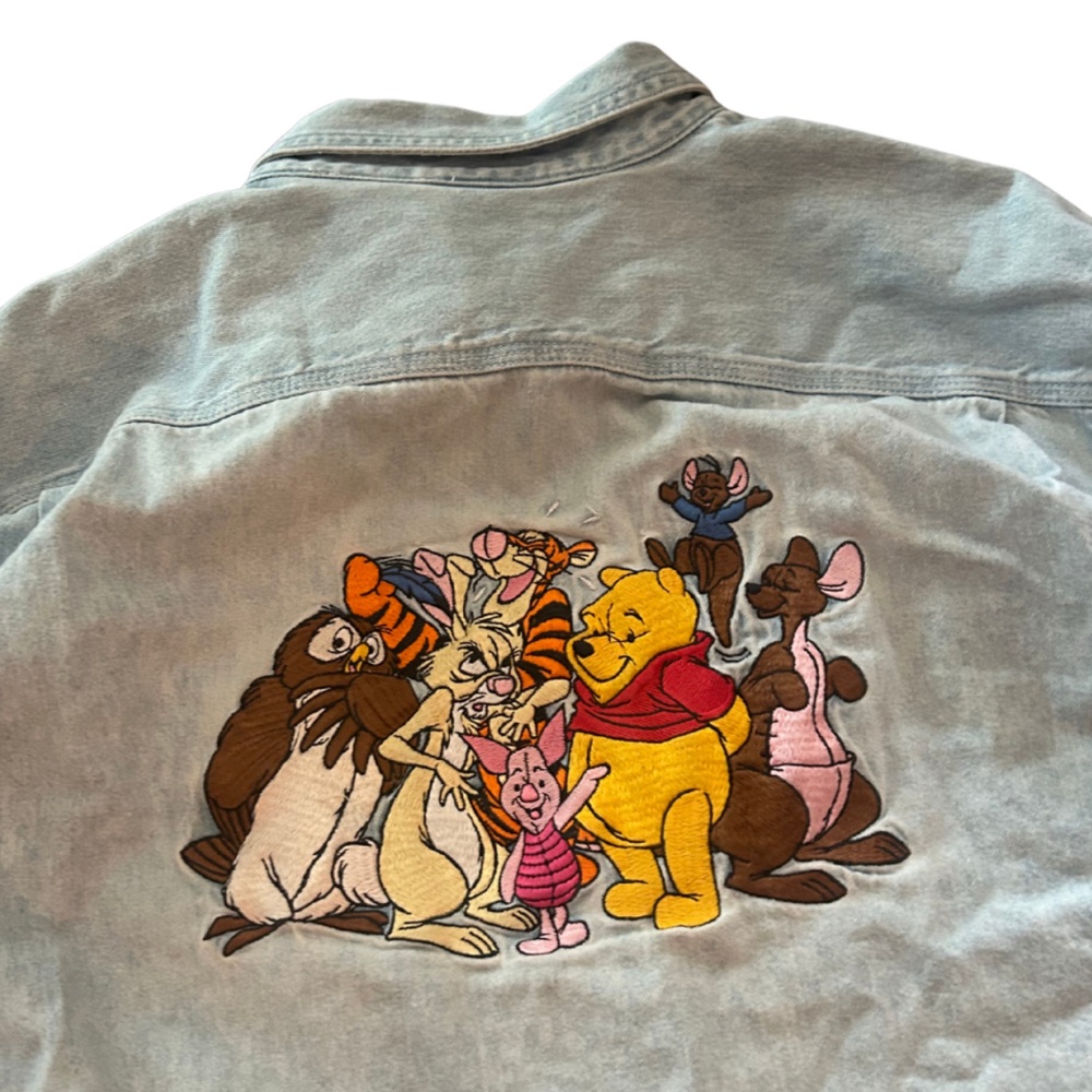 Vintage The Disney Store Winnie the Pooh Embroidered Denim Button Down | Size L